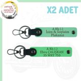 Yeşil-F Yeşil, Motosiklet Aşıklarına Özel, İsim Plaka ve A Rh (-) Yazılı Acil Durum 2'li Anahtarlık