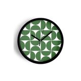 Yeşil Geometrik Desenli Modern Duvar Saati - 30cm - Önü Camlı Siyah Kasa - Sessiz Mekanizma, JH0510S30SKP
