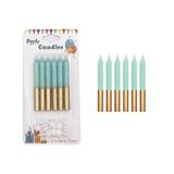 Yeşil Gold İnce Mum 8 cm 6 lı
