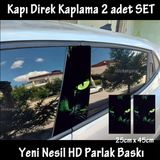Yeşil Göz Kedi Oto Kapı Sticker 2Li Sağ Sol Kapı Direk İçin Folyo Kaplama - Tuning Modifiye Görünüm