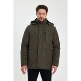 Yeşil Içi Kalın Kürklü Çıkartılabilir Kapüşonlu Rüzgar ve Su Geçirmez Mont&kaban - 2XL
