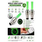 Yeşil Işıklı Sibop Kapağı 2 Li 1 Paket Fotosel Haraket Sensörlü Led Işık Bisiklet Araba Motor Tekerlek Lastik