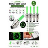Yeşil Işıklı Sibop Kapağı 4 Lü 1 Paket Fotosel Haraket Sensörlü Led Işık Bisiklet Araba Motor Tekerlek Lastik