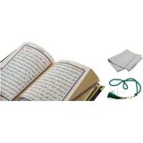 Yeşil Kadife Kapaklı Kuranı Kerim (17 CMX12CM),SECCADE (67CMX122CM), 99 Luk Tesbih Set
