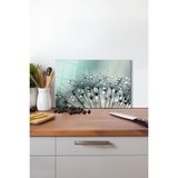 Yeşil Karahindiba Cam Kesme Tahtası, Silikon Ayaklı, Isıya Kırılmaya Dayanıklı, Sunum Kesim Tablası - 23 x 35 cm