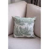 Yeşil Kırlent Vintage Desenli 50X50 Dekoratif Yastık Kılıfı - 10 cm - 00-Siyah - Beyaz