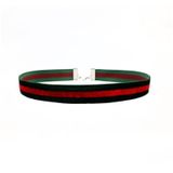 Yeşil - Kırmızı Renk Kadife Choker Kadın Tasma Kolye