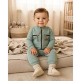 Yeşil – Kışlık Erkek Bebek Cep Fermuarlı Yeşil Tulum Rahat Kalıp - 3 Ay