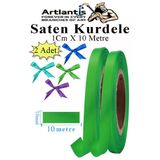Yeşil Kurdele Saten 1 Cm 10 Metre 2 Adet Saten Kurdela Parlak Hediye Ve Süsleme Şeridi Süs Paketleme Çiçek Saç El