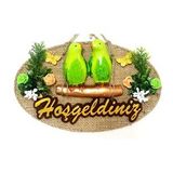 Yeşil Kuşlu Hoşgeldiniz Yazılı Kapı Süsü