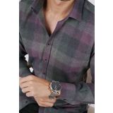 Yeşil Lila Geçişli Slimfit Oduncu Hediye Gömlek M