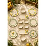 Yeşil Limon 14 Parça 6 Kişilik Handmade Stackable Seramik Tabak Seti Premium Sunum & Kahvaltı Takımı