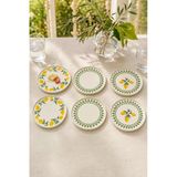 Yeşil Limon 6’Lı Seramik Pasta Ve Servis Tabağı Seti Stackable 20 Cm Limon Desenli Akdeniz Sofra Takımı