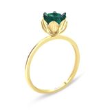 Yeşil Lotus Çiçeği Altın Yüzük