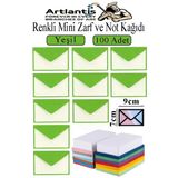 Yeşil Mini Zarf 7X9 Cm Not Kağıtlı 100 Adet Küçük Yeşil Zarf Mektup Oyun Zarfı Doğum Günü Dilekleri Zarfı Canlı Renk