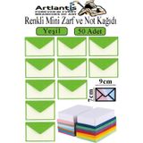Yeşil Mini Zarf 7X9 Cm Not Kağıtlı 50 Adet Küçük Yeşil Zarf Mektup Oyun Zarfı Doğum Günü Dilekleri Zarfı Canlı Renk
