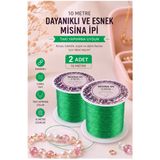 Yeşil Misina İpi 0.5Mm 10 Metre 2 Adet Esnek Boncuk Takı Dizme İpi Elastik İp Bileklik Aksesuar Lastiği Yuvarlak Elyaf