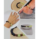 Yeşil Onix & Oniks Taşı 8mm Unisex Tasarım Bileklik Hawaii Model (14679)