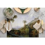 Yeşil Orman Manzaralı Kumaş Amerikan Servis 4'lü Set (Keten, Ulusl. Yıkama ve Solmama Sertifikası) - 35 x 50 cm - Çok Renkli