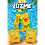 Yeşil Oyuncak 3-6 Yaş Yüzme Yardımcısı Set Can Yeleği + Yüzme Kolluk Yüzme Seti 2`li