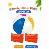 Yeşil Oyuncak Deniz Topu ve Yüzme Kolluk Plaj Deniz ve Havuz Yüzme ve Eğlence Seti