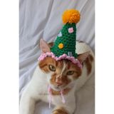 Yeşil Pembe Doğum Günü Şapkası Püsküllü Ponponlu Şekilli Parti Şapkası Kedi Şapkası Pet Aksesuar
