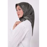 Yeşil Petek Desen Monogram İpek Eşarp