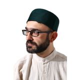 Yeşil Petek Kareli Kadife Kalıp Namaz Takkesi Yeşil 59