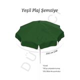 Yeşil Plaj Şemsiyesi 200 Cm Çap /10 Telli, Polyester Kumaş