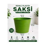 Yeşil Plastik Saksı 1.8 Litre | Tabaksız Saksı | Dayanıklı Dekoratif Çiçek Ve Bitki Saksısı | Ev Balkon Bahçe | 15 Pot Saksı Set