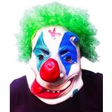 Yeşil Renk Afro Bonus Peruklu Palyaço Lateks Et Maske (5264)