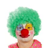 Yeşil Renk Kıvırcık Afro Bonus Peruk Takma Saç Ve Kırmızı Burun Seti Go53/04892