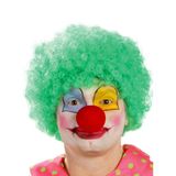 Yeşil Renk Kıvırcık Afro Bonus Peruk Takma ve Kırmızı B Seti