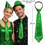 Yeşil Renk Pul Payetli Işıltılı Parti Kravatı 33 Cm (5224)