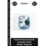 Yeşil Renk Seramik Venedik Kedi Model Magnet Şirin Süs Hediyelik Eşya Dekoratif Figür