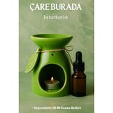 Yeşil Renk Yapraklı Buhurdanlık (Seçeceğiniz 10 ml Esans Hediye)