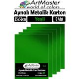 Yeşil Renkli 35X50 Metalik Aynalı Fon Kartonu 5 Adet 1 Paket Artmaster Metalik Aynalı Fon Kartonu