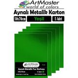 Yeşil Renkli 50X70 Metalik Aynalı Fon Kartonu 5 Adet 1 Paket Artmaster Metalik Aynalı Fon Kartonu - Standart