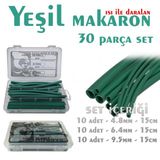 YEŞİL RENKLİ ISI İLE DARALAN MAKARON WOER 30 Parça 4.8-6.4-9.5mm