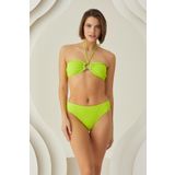 Yeşil Reps Boyundan Bağlamalı Tek Üst Bikini