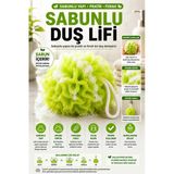 Yeşil Sabunlu Duş Lifi Sabun İçeren Köpüren Banyo Lifi Yumuşak Dokulu Pratik Duş Kesesi Askılı Lif