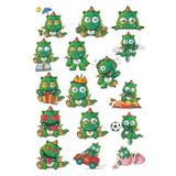 Yeşil Sevimli Ejderha Sticker Set 16 Parça Telefon, Tablet, Defter, Laptop Sticker