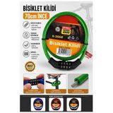Yeşil Şifreli Bisiklet Kilidi 70 Cm İnce 1 Adet K-3668 Çelik Halat Plastik Kaplamalı Bisiklet Kiliti Scooter Kapı Şifreli