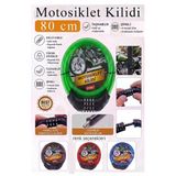 Yeşil Şifreli Motosiklet Kilidi 80 Cm 1 Adet K-3682 Çelik Halat Plastik Kaplamalı Bisiklet Kiliti Motorsiklet Scooter
