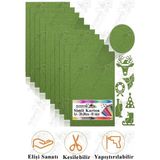 Yeşil Simli Karton A4 20X30 cm 10 Lu 1 Paket Simli Fon Kartonu Parıltılı Kağıt Anasınıfı Kreş Etkinlik Proje - Standart