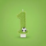 Yeşil Simli Pasta Mumu Doğum günü mum 1 yaş Futbol Konsept (1)