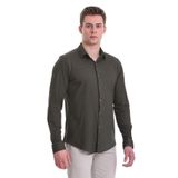 Yeşil Slim Fit Baskılı 100% Pamuklu Slim Yaka Uzun Kollu Baskılı Casual Gömlek | XS
