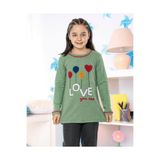Yeşil Süzüle Kumaş Kız Çocuk Pamuk Pijama Takımı HGL1000
