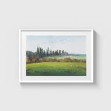 Yeşil Tarla Manzarası Tablo Çerçeveli Poster Duvar Dekorasyonu - 21 x 30 - Beyaz Çerçeveli