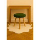 Yeşil Teddy Yuvarlak Puf Bench Ahşap Modern Ayak Dekoratif Peluş Tabure